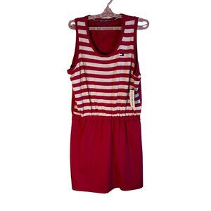 Tommy Hilfiger Sport Stripe Tank Dress Elasticized Waist Red/White Large